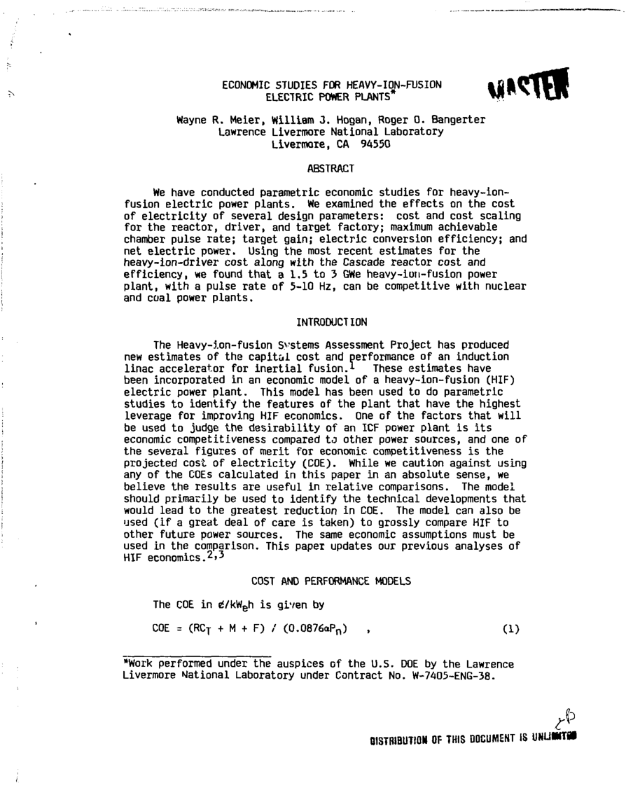 Scanned page from 1986 HIF economics paper